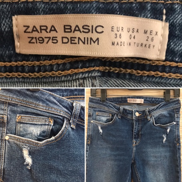 ZARA Z1975 Mid Rise Distressed Skinny Ankle Jeans - Picture 7 of 8